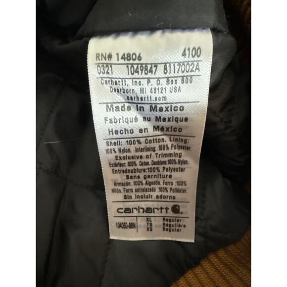 Carhartt Men's 104050-BRN Insulated Full Zip Hooded Jacket XL - Picture 3 of 6